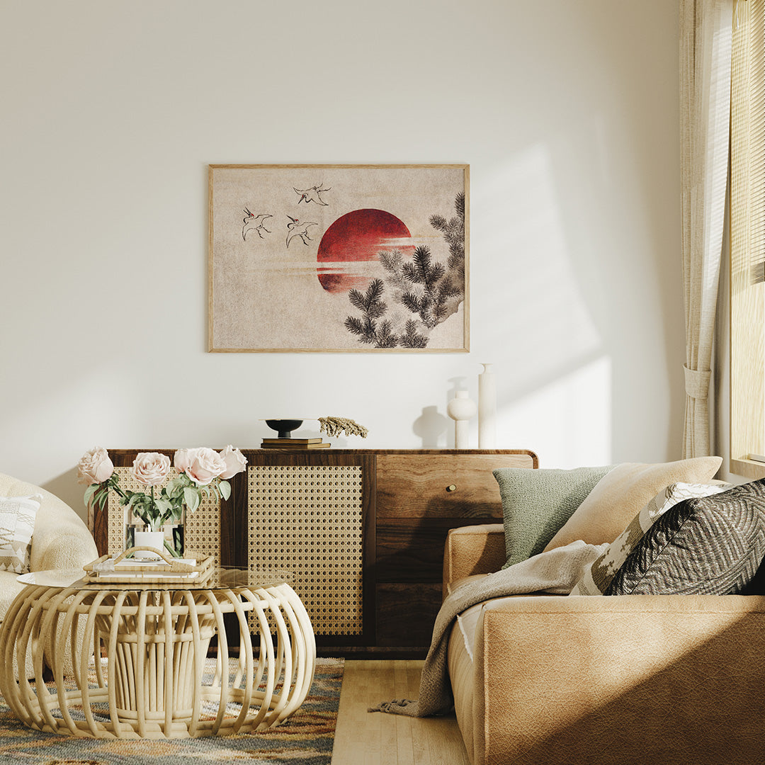 Birds and sunset by Katsushika Hokusai fine art print