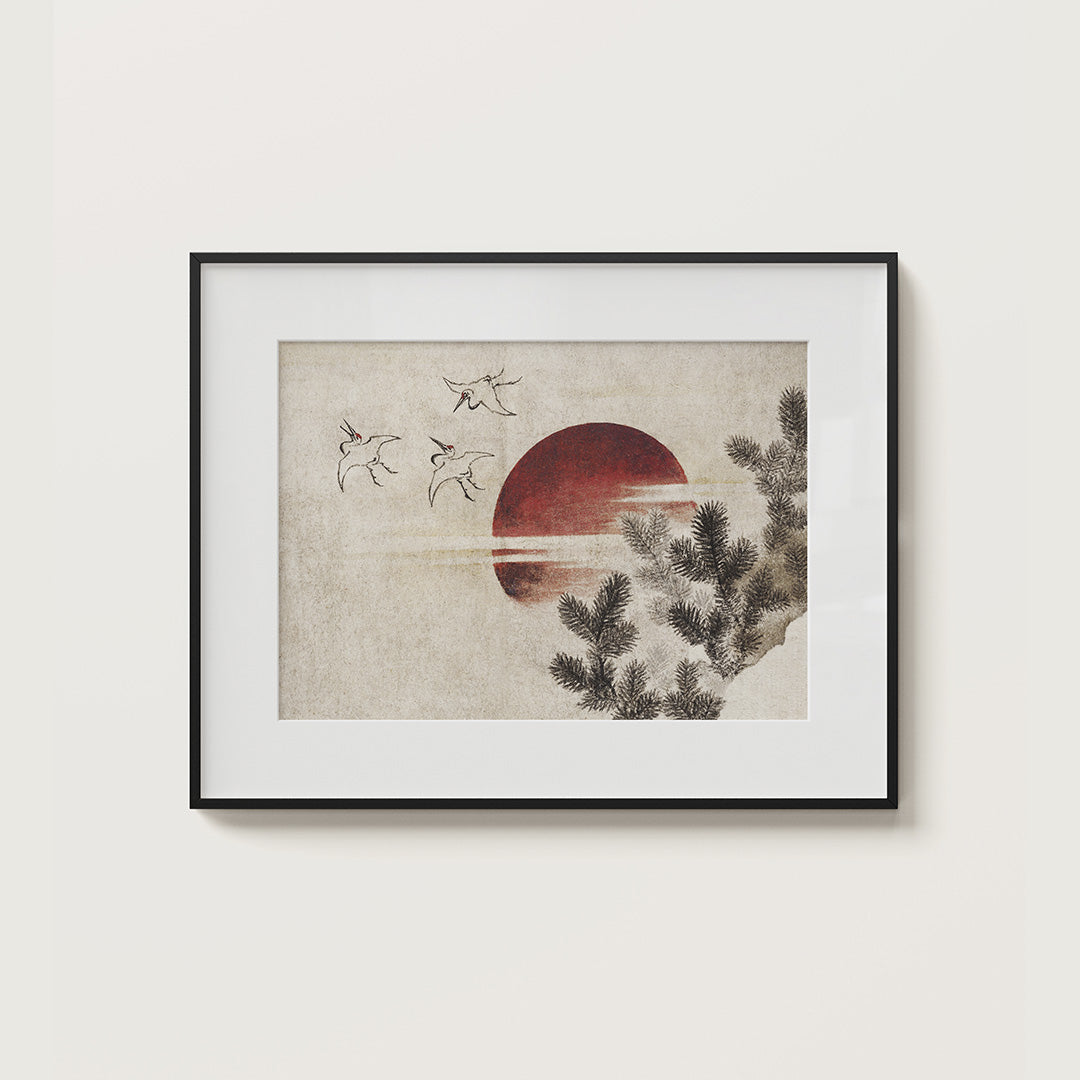 Birds and sunset by Katsushika Hokusai fine art print