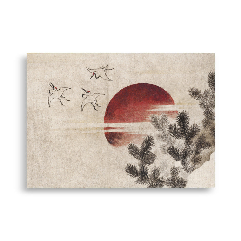 Birds and sunset by Katsushika Hokusai fine art print
