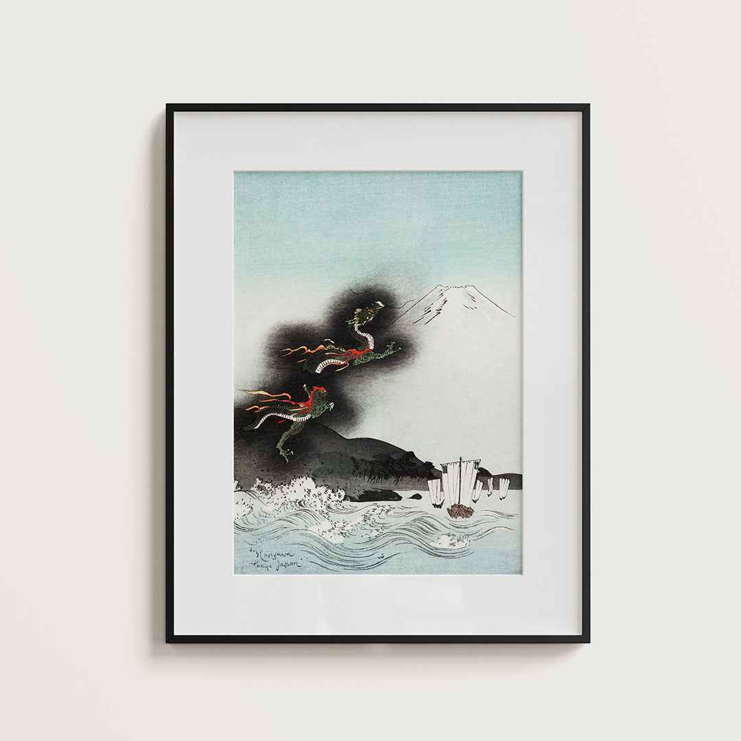 Fuji mountain with flying dragon - Misthios Studio