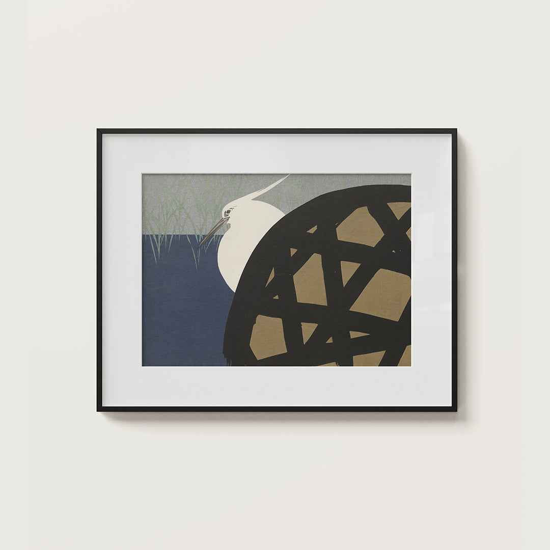 White heron and basket - Misthios Studio