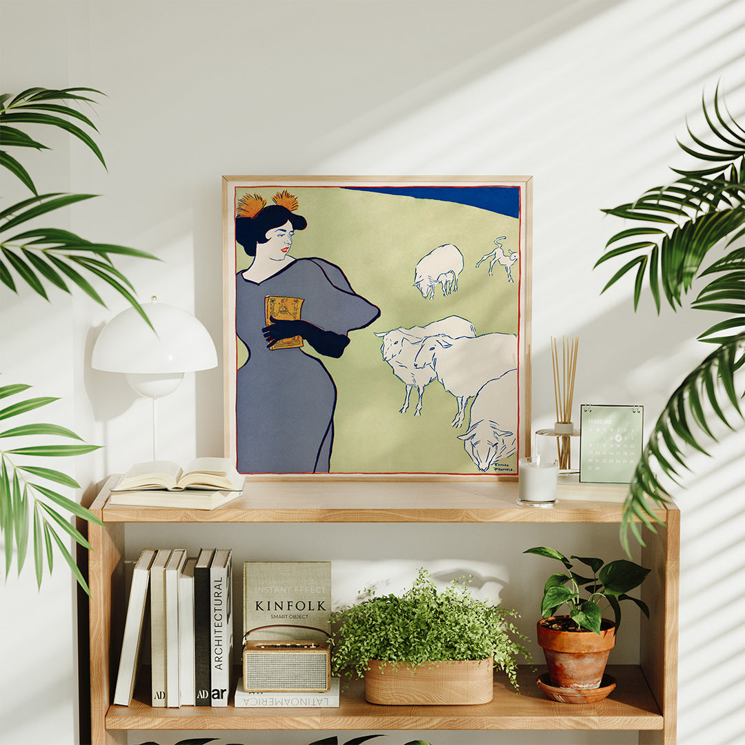 Woman and sheep by Edward Penfield fine art print
