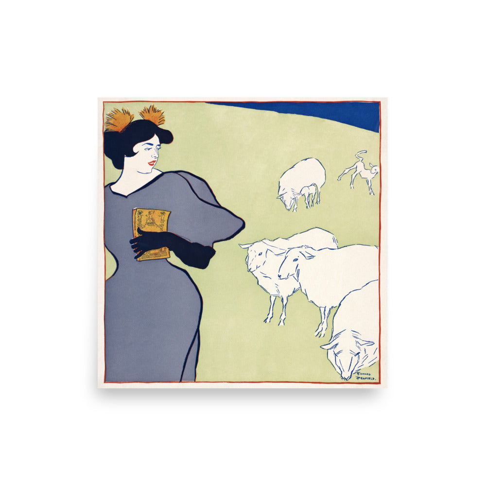 Woman and sheep by Edward Penfield fine art print