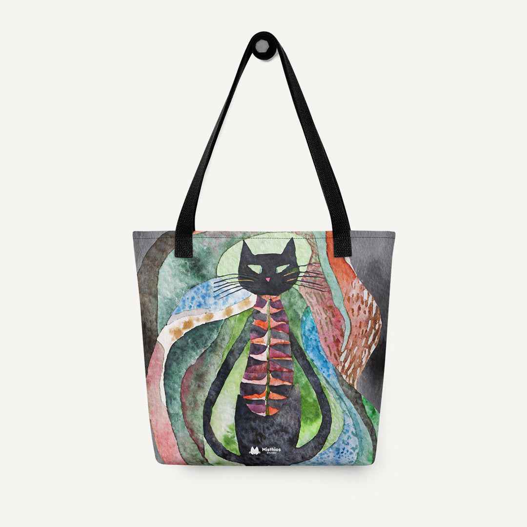 Psychedelic purr tote bag - Misthios Studio