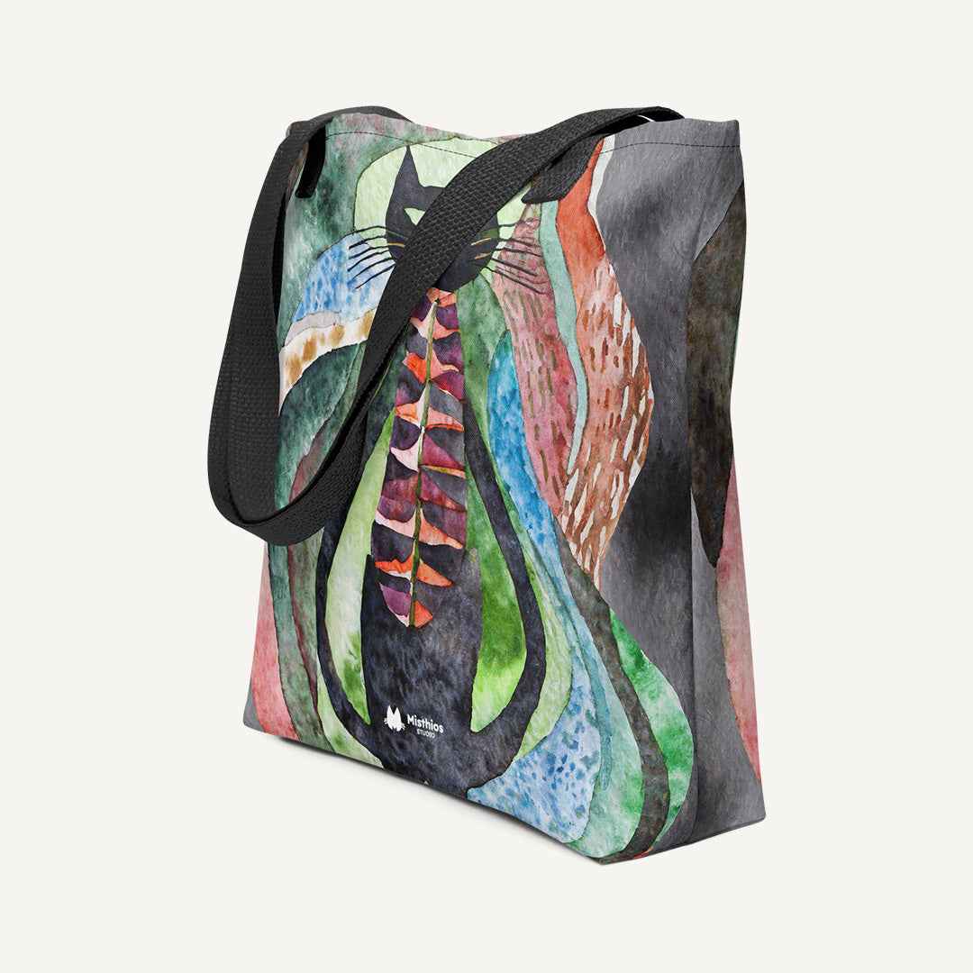 Psychedelic purr tote bag - Misthios Studio